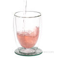 Pahar cu perete dublu din borosilicat realizat manual de 350 ml